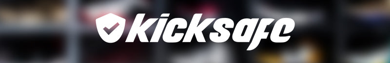 Kicksafe logo met de officiële Kicksafe Sneakerboxen in de achtergrond