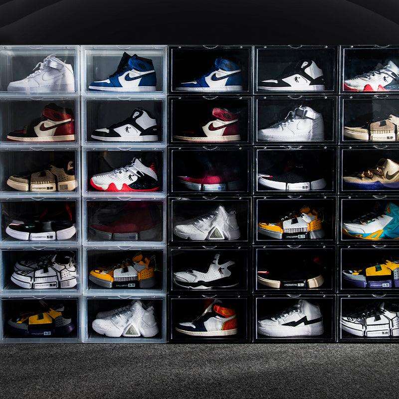 6-PACK Sneakerbox – Zijwaarts - 36 x 22 x 27,5 CM – Zwart - Sneakerboxshop